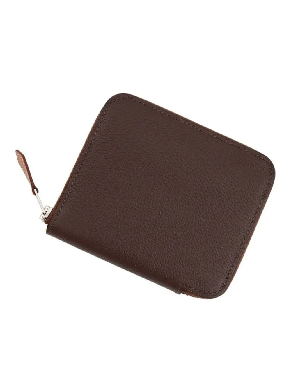 Hermes Coin Purse Azap Compact Silk in Mocha Silver Evercolor